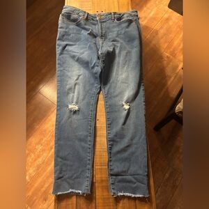 a.n.a Blue Distressed Skinny Jeans